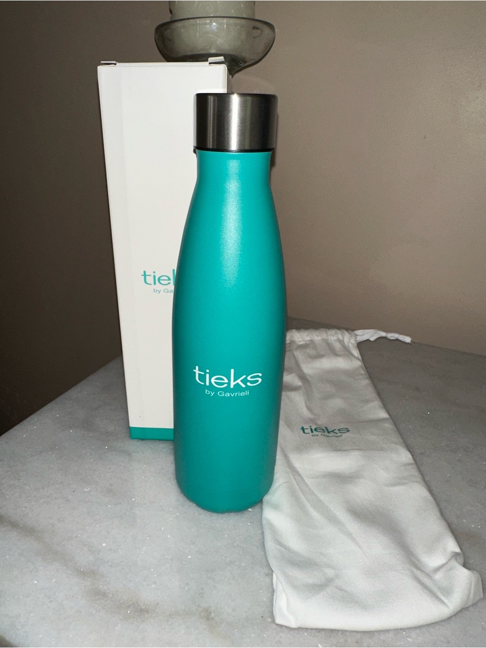Tieks Teal Stainless Steel Water Bottle with Silver Cap